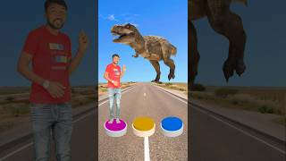 Pink yellow amp blue Button to dinosaur wolf amp gorilla funny magic video shorts [upl. by Nirahs]