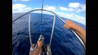 Headsail Change and Shaking Out a Reef in the NE Trades on a Flicka 20 [upl. by Nylesaj]