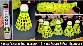 Konex Plastic Shuttlecock  Stable Flight amp Fast Recovery Yellow Pack of 10 playing Detail Review [upl. by Itak727]