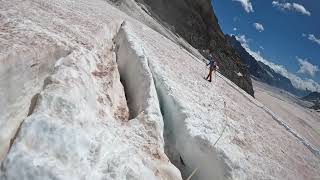 Crossing crevices on Aletsch Glacier [upl. by Harak]