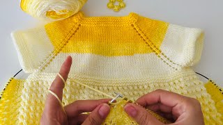 1 YUMAKTAN 2 YAŞ BEBEK YELEĞİ💛YAPIMI AŞIRI KOLAY YAKADAN BAŞLAMA BEBEK YELEĞİ ANLATIMI💛babyknitting [upl. by Sande]