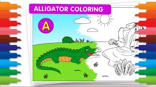 Animals ABC Coloring Fun Alligator Comes Alive  Letter A [upl. by Aivyls]