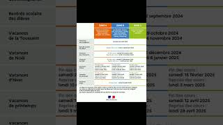 Calendrier des vacances scolaires 2024 2025 en France [upl. by Alakim]