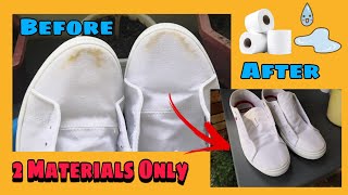 How to remove yellow stains on white shoes 👟 2 materials only [upl. by Brower]