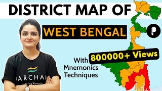 West Bengal Map 2023  23 Districts amp 5 Divisions  Memory Techniques by Maam Richa [upl. by Esilram761]