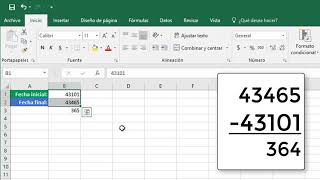 Calcular la diferencia entre dos fechas en Excel [upl. by Iaverne]