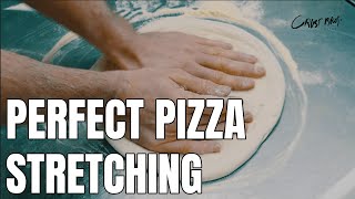 EASY PIZZA STRETCHING  How to open PERFECTLY round pizza [upl. by Ainav]