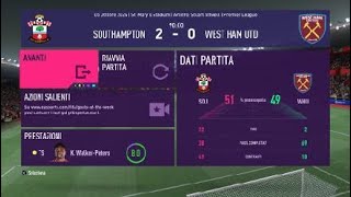 FIFA 22 Modalità Carriera 7 giornata della Premier League Southampton West Ham [upl. by Dranrev]