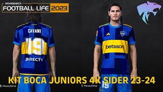 DESCARGA NUEVO KIT BOCA JUNIORS 2324 4K SIDER PARA FOOTBALL LIFE 23 y FOOTBALL LIFE 24 [upl. by Gyatt]