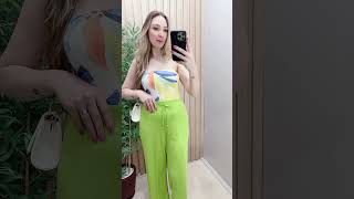 Look com calça pantalona verde youtube moda modafeminina fashion [upl. by Mccord877]