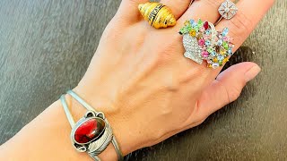 Fendi Trifari and vintage Navajo Goodwill Bluebox mystery jewelry unboxing [upl. by Gottlieb332]