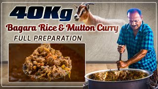 BAGARA RICE 40 KG  40kg MUTTON CURRY  Preparation in telugu  Food on farm [upl. by Volnak6]