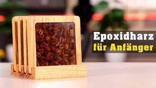 Epoxidharz als Anfänger  Untersetzer mit Kaffebohnen DIY [upl. by Madaih262]