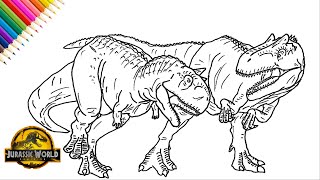 Carnotaurus vs Allosaurus battle drawing  Jurassic World Dominion [upl. by Charlena]