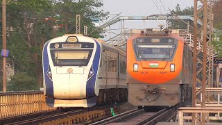 130 Kmph PushPull WAP5 Amrit Bharat Exp over Khirai River Bridge Vande Bharat ShatabdiFalaknuma [upl. by Funch]