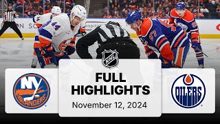 NHL Highlights  Islanders vs Oilers  November 12 2024 [upl. by Adnarrim]