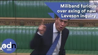 Ed Miliband furious over government axing of new Leveson inquiry [upl. by Leuqram893]