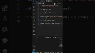 GCD coding pythonprogramming shorts [upl. by Yelram]