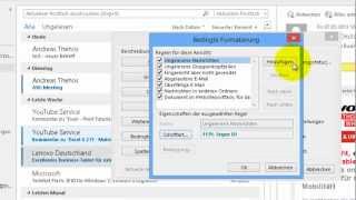 Outlook 2013  Bedingte Formatierung für EMails  besser organisieren [upl. by Kcirddehs]