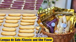 Lengua de Gato Recipe Ube and Classic Flavor ‼️pang negosyo recipe  Bake N Roll [upl. by Ecnerrat481]