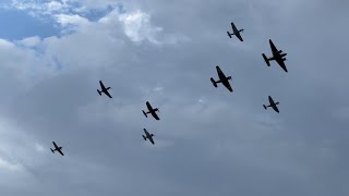 Symphony of Piston Engines  Formation of Eight WWII Warbirds Mustang Corsair Spitfire etc [upl. by Arehs]