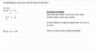 Vergelijkingen oplossen met de balansmethode deel I 2 HAVOVWO amp 2 VWO [upl. by Airdnaz483]