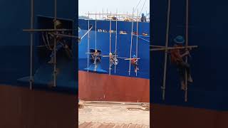 Scaffolder  Hanging Scaffolding Installation scaffolder scaffolding hanging shipbuilding [upl. by Ayatal495]