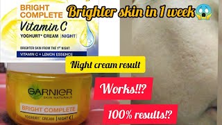 Garnier vitamin c night cream  garnier bright complete night cream review  garnier products review [upl. by Ecertal158]