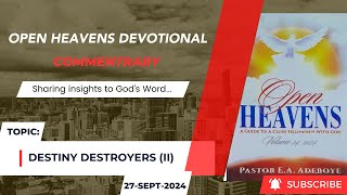 Open Heavens Devotional For Friday 27092024 by Pastor EA Adeboye Destiny Destroyers II [upl. by Gainor960]