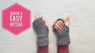 How to Loom Knit Quick amp Easy Fingerless Mittens DIY Tutorial [upl. by Arva]