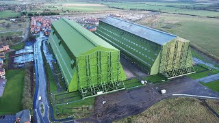 HD Aerial View Cardington Sheds Hangers Airship R101 Warner Brothers Batman Star Wars Airlander [upl. by Navar]