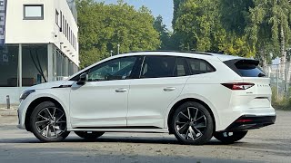 Skoda NEW Enyaq Sportline 2022 IV80 in 4K Moon White Metal 20 Inch Vega Walk Around amp Detail inside [upl. by Yulma]