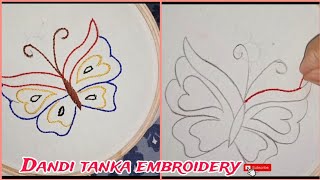 Dandi tanka butterfly embroidery designs outline stitch hand embroidery  butterfly embroidery [upl. by Clim883]