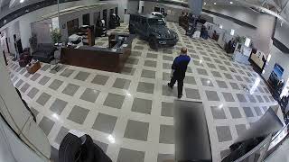 Worker Tries to Scare His Coworker But Slips and Slams his Face Into Showroom Door [upl. by Auqenahc]