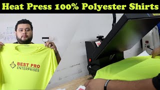 How to Heat Press 100 Polyester Shirts [upl. by Newg]