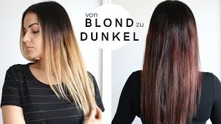 BLONDIERTE HAARE DUNKELBRAUN FÄRBEN  Selbstversuch [upl. by Nierman706]