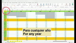 EXCEL Calendario Perpetuo Planificador Anual Perpetual Calendar Annual Planner [upl. by Katheryn]