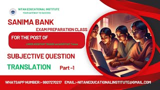 SANIMA BANK EXAM PREPARATION CLASSTRANSLATIONPART 1 [upl. by Gilly917]