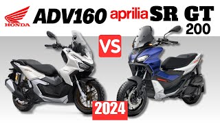 Honda ADV 160 vs Aprilia SR GT 200  Side by Side Comparison  Specs amp Price  2024 [upl. by Ellenej]