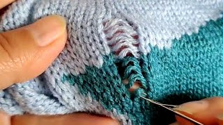 How to Repair a Hole in a Sweater Using Crochet Hook [upl. by Noguchi]