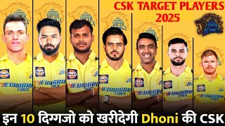 IPL 2025 CSK Players  Csk will target these 10 big players in mega auction  New Players of CSK [upl. by Aratahc873]