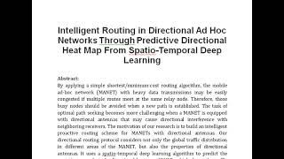 Intelligent Routing in Directional Ad Hoc Networks Through Predictive Directional Heat Map From Spat [upl. by Freeborn]