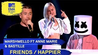 Marshmello Ft AnneMarie amp Bastille  FRIENDS  HAPPIER  2018 MTV EMA Live Performance [upl. by Olaf664]