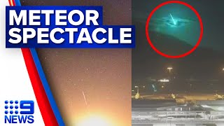 Moment meteor lights up night sky in Queensland  9 News Australia [upl. by Marcella]