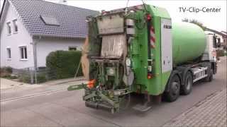 Müllabfuhr leert Mülleimer  Trommel  Garbage Truck at work in Germany [upl. by Correna]