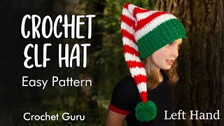 Crochet Elf Hat  Left Handed Tutorial  Crochet Guru [upl. by Shiau]