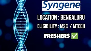 Syngene Hiring Freshers  Bengaluru jobs  Msc Biotechnology Biochemistry Lifescience jobs [upl. by Esme200]