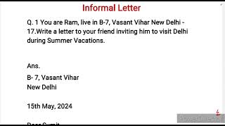 Informal Letter Writing in English  Informal Latter Kaise likhe  Informal letter format English [upl. by Isiah]