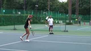 Hantuchova Practicing with Görges and Radwanska at the 2012 Toray PPO [upl. by Brod]