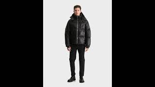 RUDSAK Shiny VINCENT X CLOUD LEATHER DOWN PUFFER Jacket Hooded Black Men [upl. by Camp]